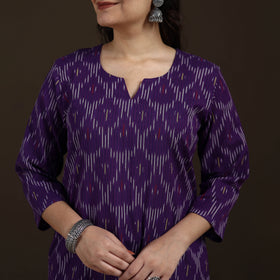Pochampally Ikat Cotton Straight Long Kurta for Women 20