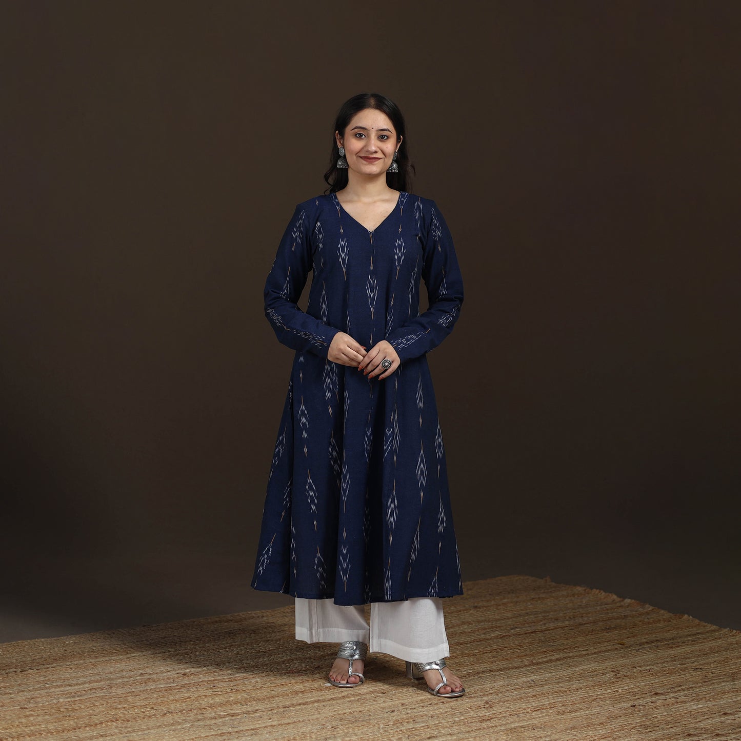 Pochampally Ikat Cotton A-Line Long Kurta for Women 10