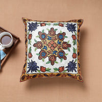 Multicolor - Original Chain Stitch Crewel Thread Hand Embroidery Silk Cushion Cover (16 x 16 in)