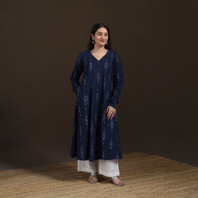 Pochampally Ikat Cotton A-Line Long Kurta for Women 10