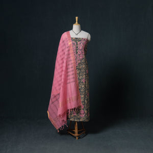 Lucknowi Chikankari Hand Work Unstitched Dress Material: Kurta & Dupatta with Jewellery 15