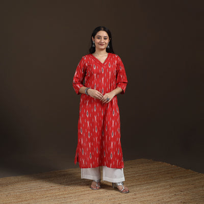 Pochampally Ikat Cotton Straight Long Kurta for Women 23