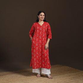 Pochampally Ikat Cotton Straight Long Kurta for Women 23