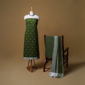 Jacquard Buti Cotton Unstitched Dress Material: Kurta, Bottom with Dupatta 06