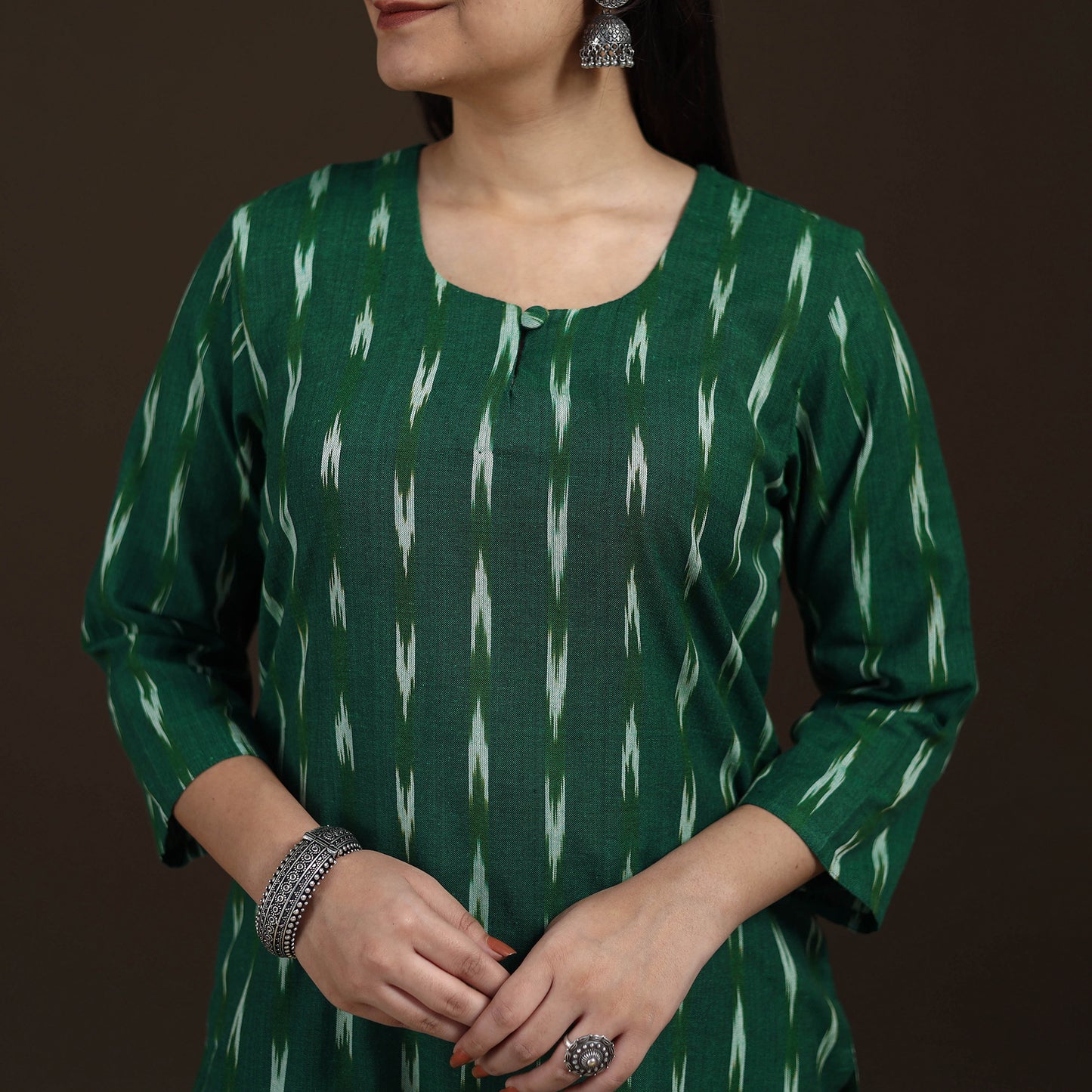 Pochampally Ikat Cotton Straight Long Kurta for Women 38