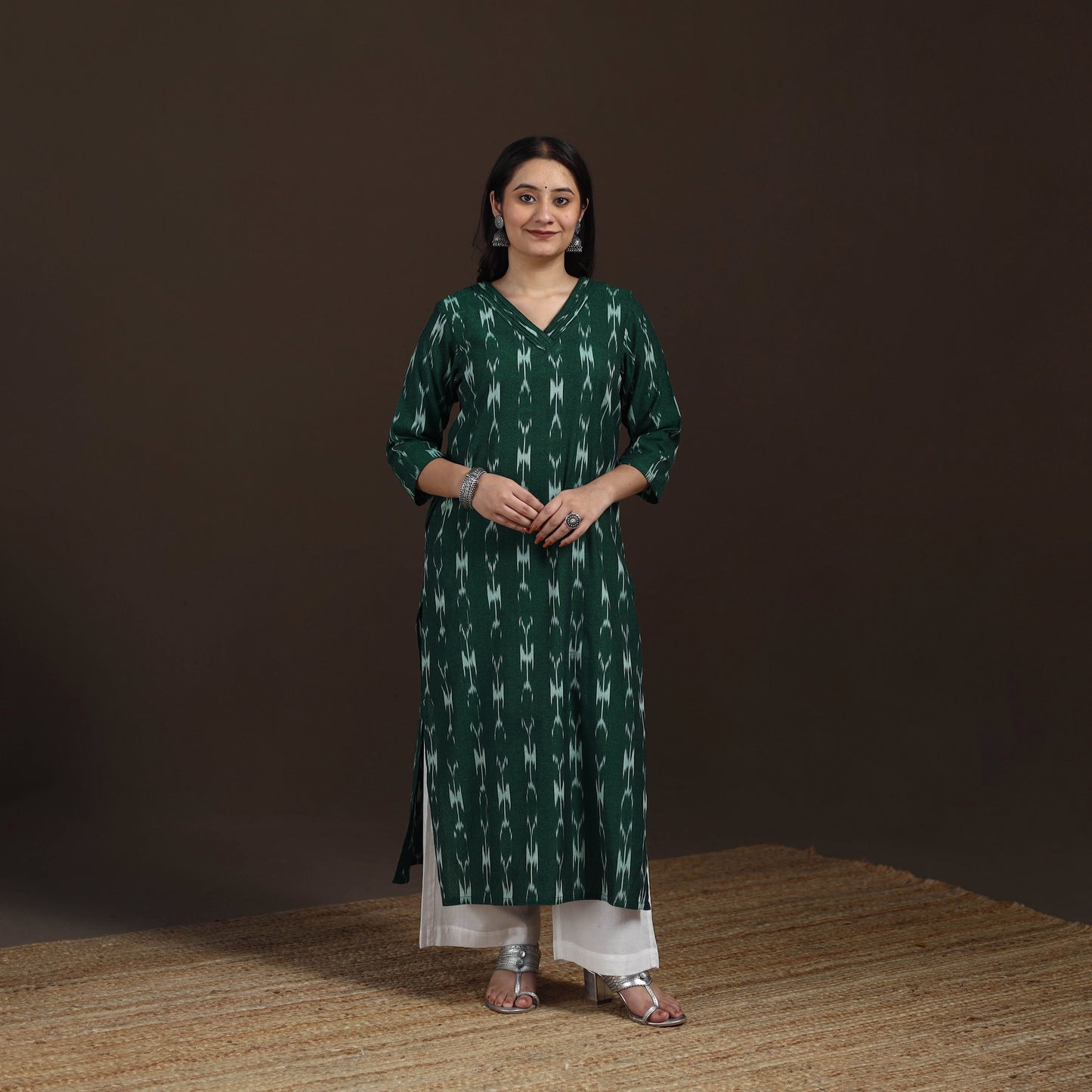 Pochampally Ikat Cotton Straight Long Kurta for Women 22
