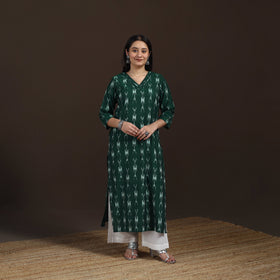 Pochampally Ikat Cotton Straight Long Kurta for Women 22