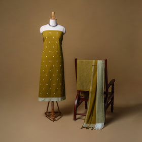 Jacquard Buti Cotton Unstitched Dress Material: Kurta, Bottom with Dupatta 07