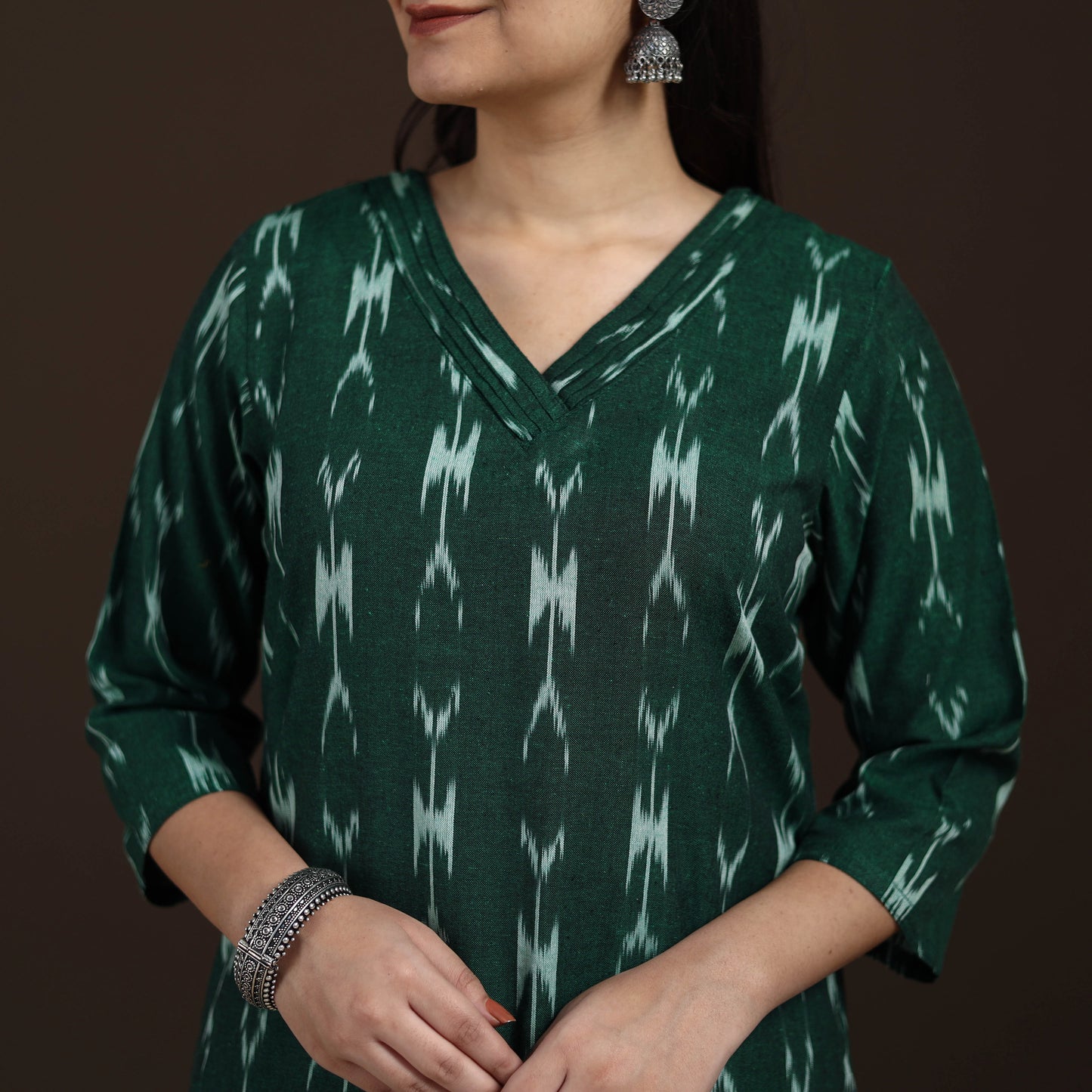 Pochampally Ikat Cotton Straight Long Kurta for Women 22