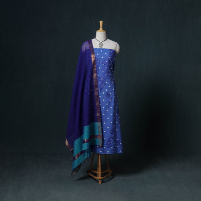 Lucknowi Chikankari Hand Work Unstitched Dress Material: Kurta & Dupatta with Jewellery 17