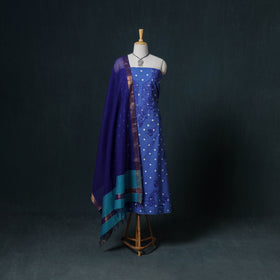 Lucknowi Chikankari Hand Work Unstitched Dress Material: Kurta & Dupatta with Jewellery 17