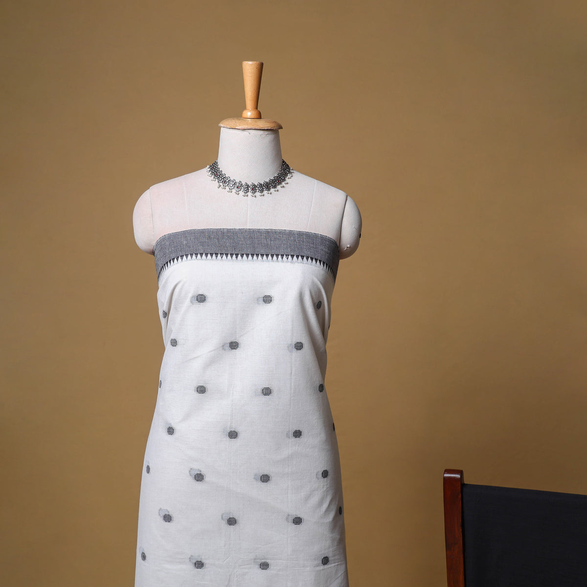 Jacquard Buti Cotton Unstitched Dress Material: Kurta, Bottom with Dupatta 08