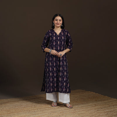 Pochampally Ikat Cotton Straight Long Kurta for Women 25