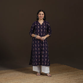 Pochampally Ikat Cotton Straight Long Kurta for Women 25