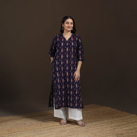 Pochampally Ikat Cotton Straight Long Kurta for Women 25