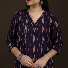 Pochampally Ikat Cotton Straight Long Kurta for Women 25