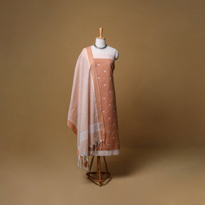 Jacquard Buti Cotton Unstitched Dress Material: Kurta, Bottom with Dupatta 09