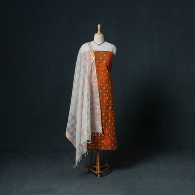 Lucknowi Chikankari Hand Work Unstitched Dress Material: Kurta & Dupatta with Jewellery 18