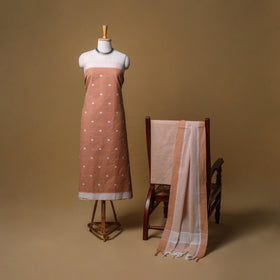Jacquard Buti Cotton Unstitched Dress Material: Kurta, Bottom with Dupatta 09