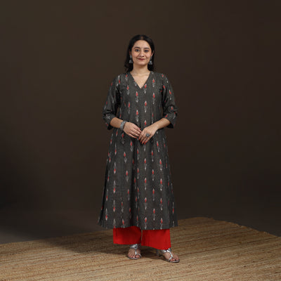 Pochampally Ikat Cotton A-Line Long Kurta for Women 12