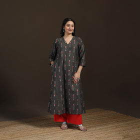 Pochampally Ikat Cotton A-Line Long Kurta for Women 12