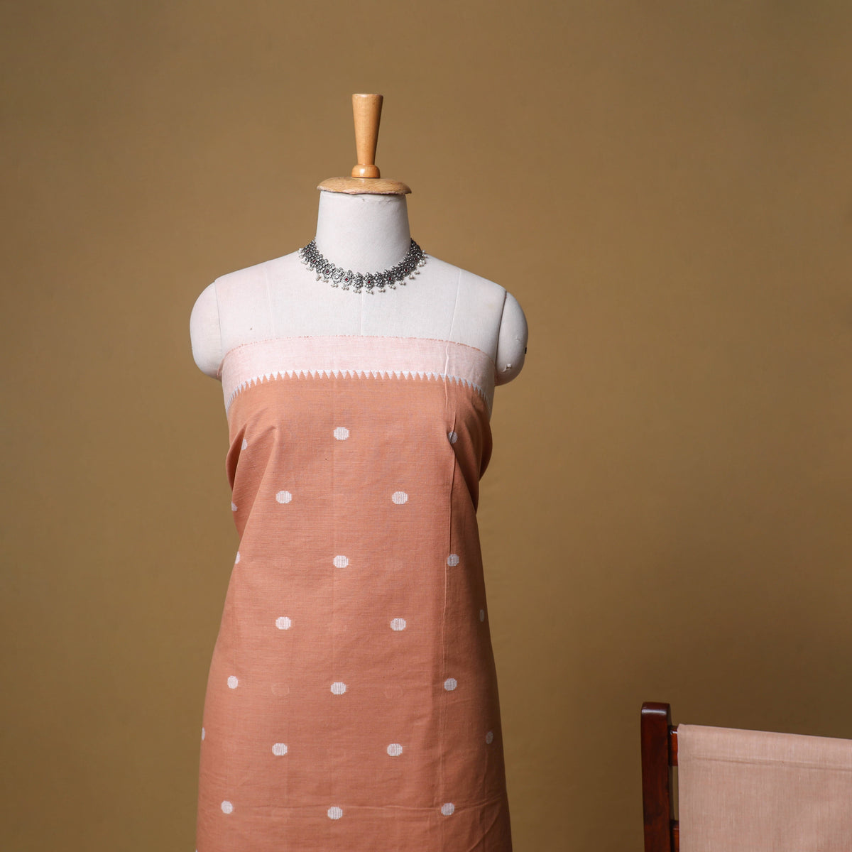 Jacquard Buti Cotton Unstitched Dress Material: Kurta, Bottom with Dupatta 09