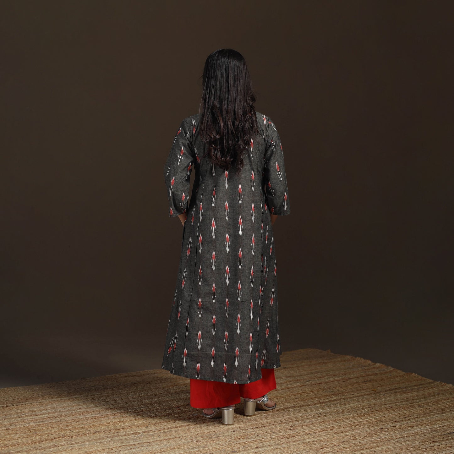 Pochampally Ikat Cotton A-Line Long Kurta for Women 12