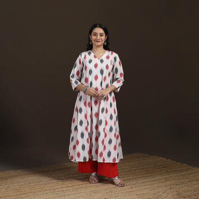 Pochampally Ikat Cotton A-Line Long Kurta for Women 15