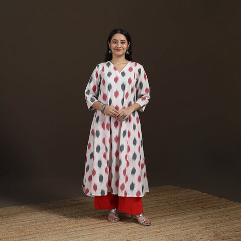 Pochampally Ikat Cotton A-Line Long Kurta for Women 15