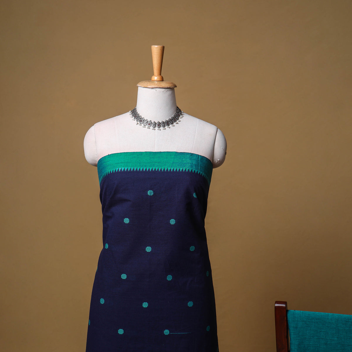 Jacquard Buti Cotton Unstitched Dress Material: Kurta, Bottom with Dupatta 10