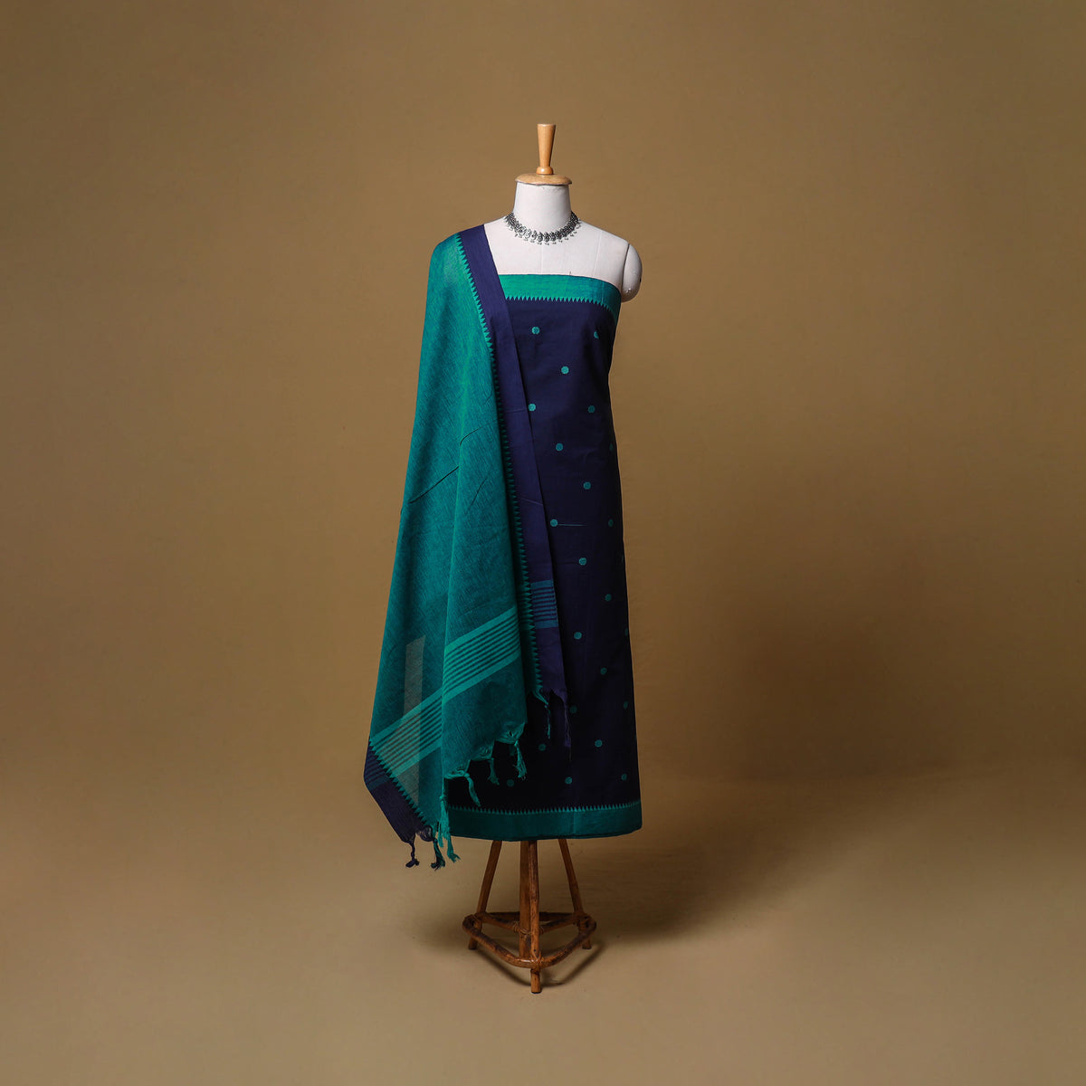 Jacquard Buti Cotton Unstitched Dress Material: Kurta, Bottom with Dupatta 10