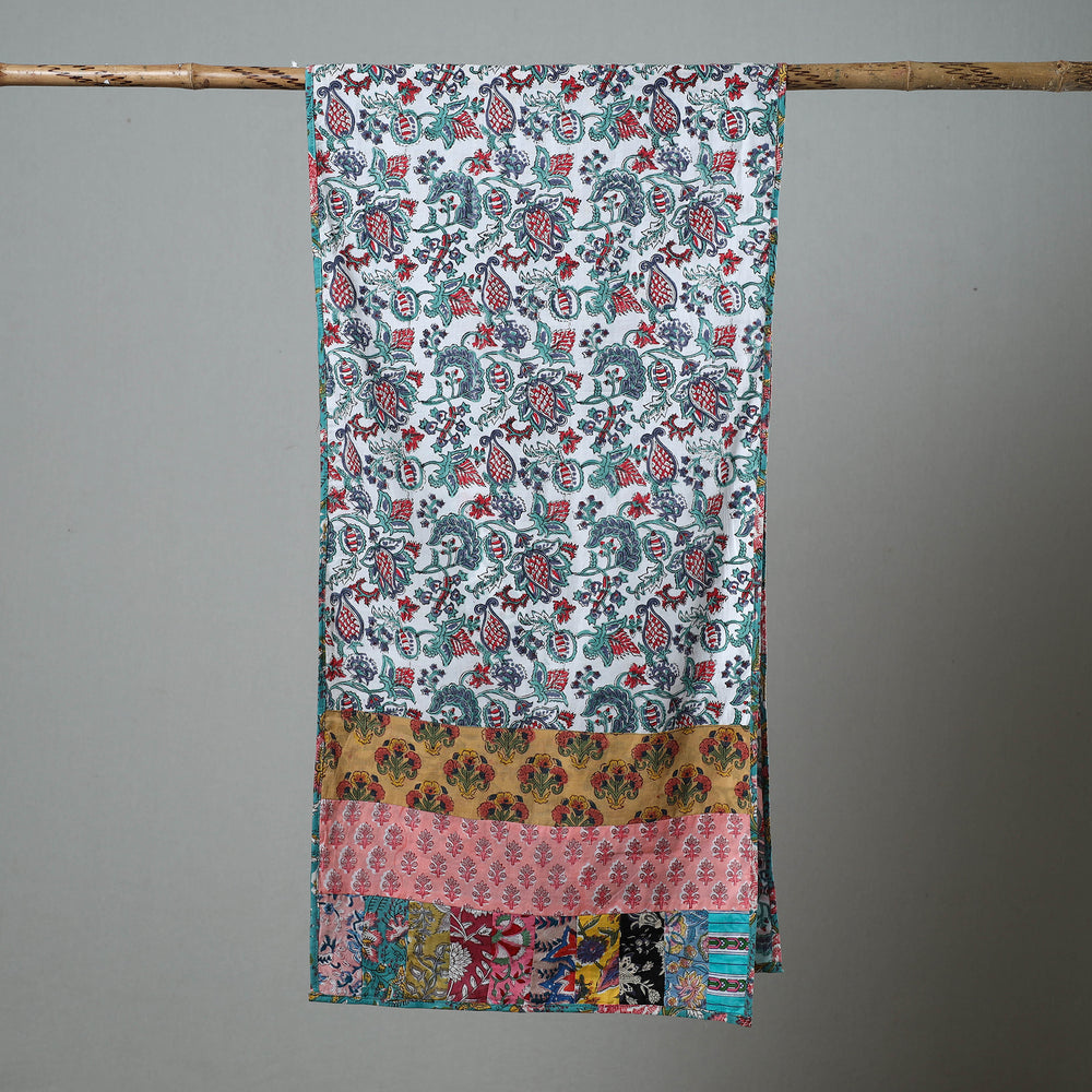 Patchwork Block Printed Cotton Sanganeri Stole 05