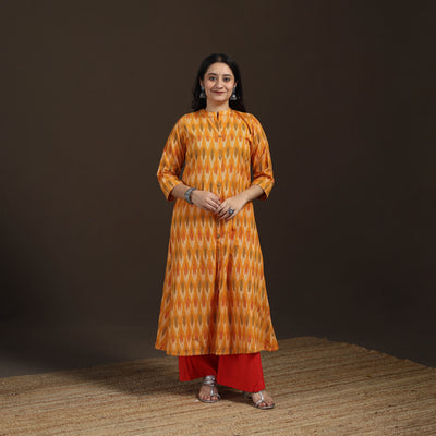 Pochampally Ikat Cotton A-Line Long Kurta for Women 04