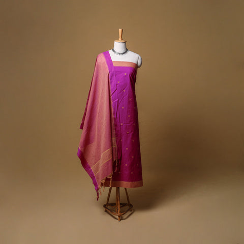 Jacquard Buti Cotton Unstitched Dress Material: Kurta, Bottom with Dupatta 11