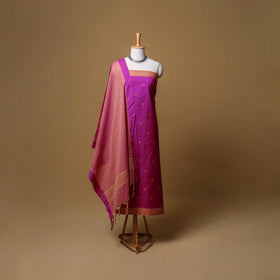 Jacquard Buti Cotton Unstitched Dress Material: Kurta, Bottom with Dupatta 11
