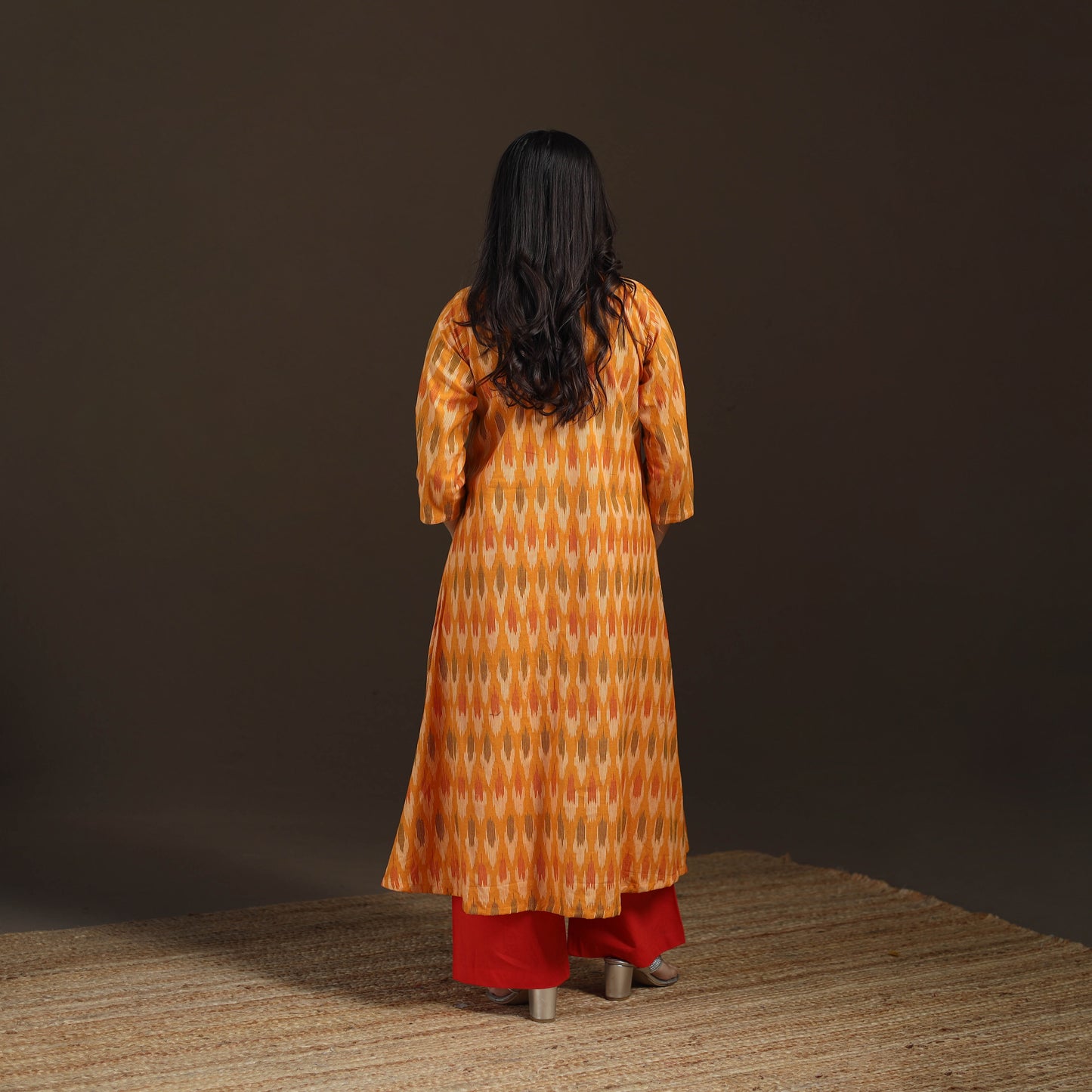 Pochampally Ikat Cotton A-Line Long Kurta for Women 04