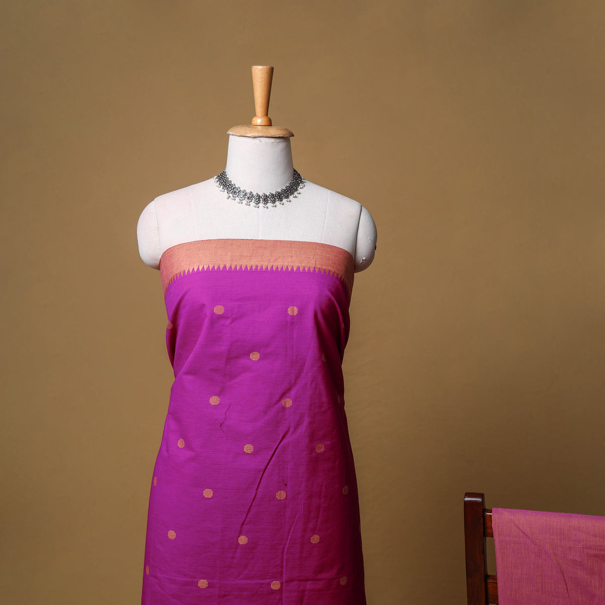 Jacquard Buti Cotton Unstitched Dress Material: Kurta, Bottom with Dupatta 11