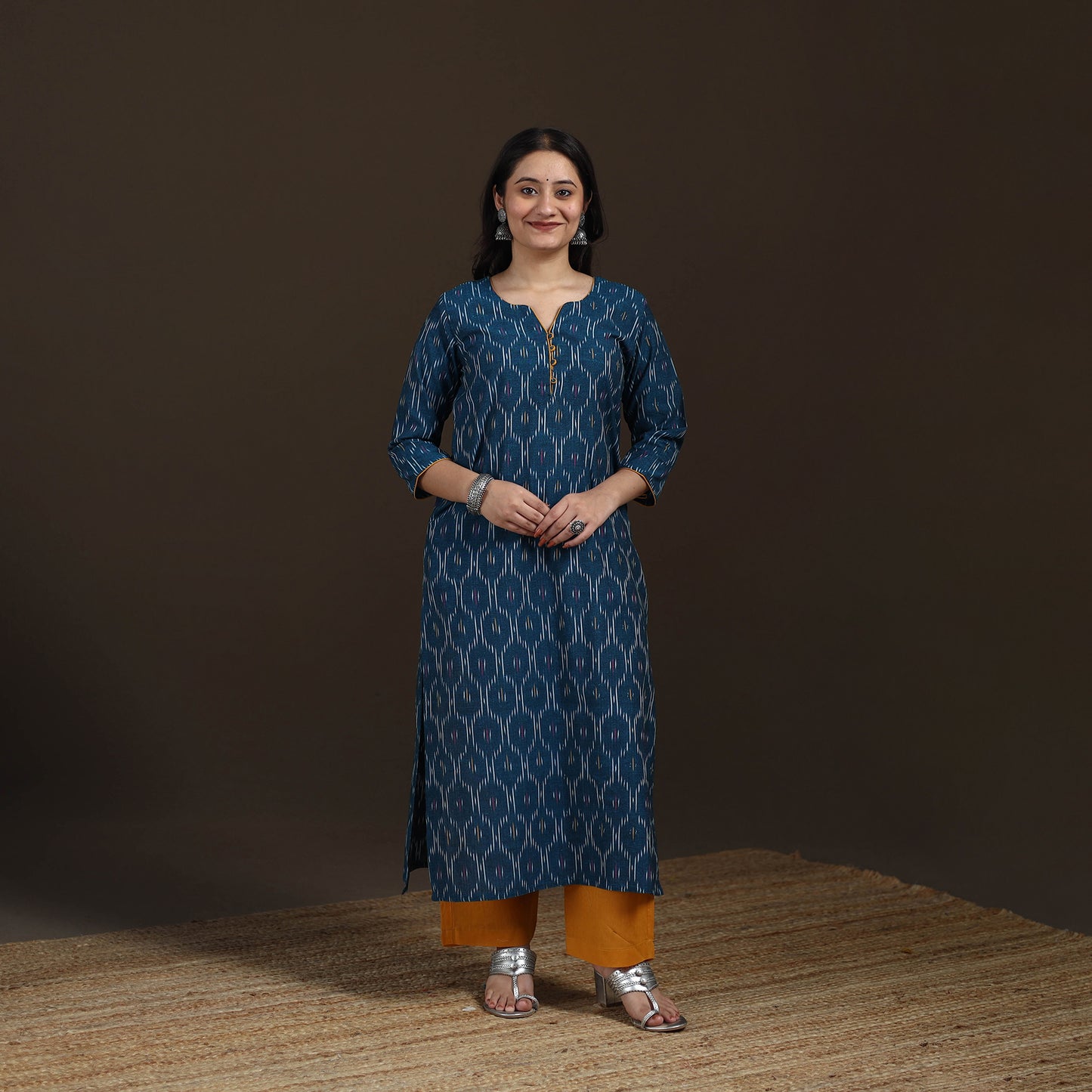 Pochampally Ikat Cotton Straight Long Kurta for Women 32