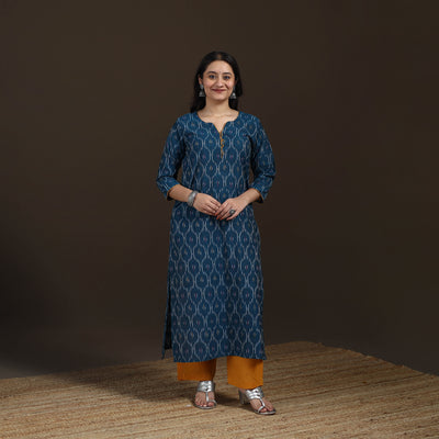 Pochampally Ikat Cotton Straight Long Kurta for Women 32