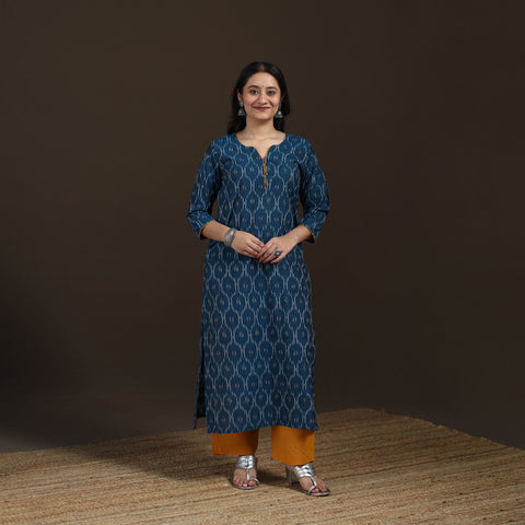 Pochampally Ikat Cotton Straight Long Kurta for Women 32