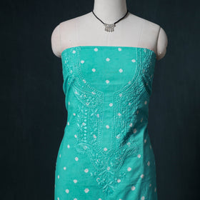 Lucknowi Chikankari Hand Work Unstitched Dress Material: Kurta & Dupatta with Jewellery 20