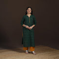 Sequin Work Pochampally Ikat Cotton Straight Long Kurta for Women 27