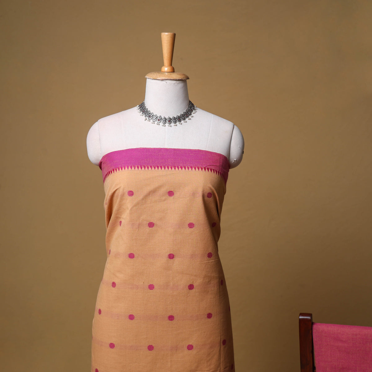 Jacquard Buti Cotton Unstitched Dress Material: Kurta, Bottom with Dupatta 12