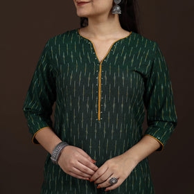 Sequin Work Pochampally Ikat Cotton Straight Long Kurta for Women 27