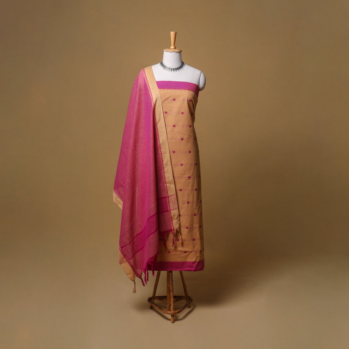 Jacquard Buti Cotton Unstitched Dress Material: Kurta, Bottom with Dupatta 12