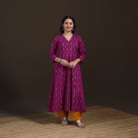 Pochampally Ikat Cotton A-Line Long Kurta for Women 06