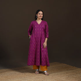 Pochampally Ikat Cotton A-Line Long Kurta for Women 06