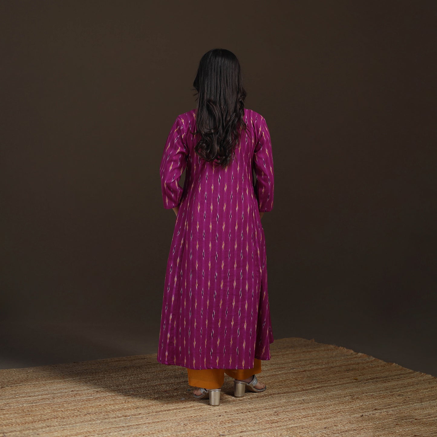 Pochampally Ikat Cotton A-Line Long Kurta for Women 06