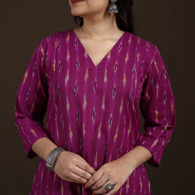 Pochampally Ikat Cotton A-Line Long Kurta for Women 06