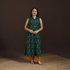 Pochampally Ikat Cotton Sleeveless Straight Long Kurta for Women 46